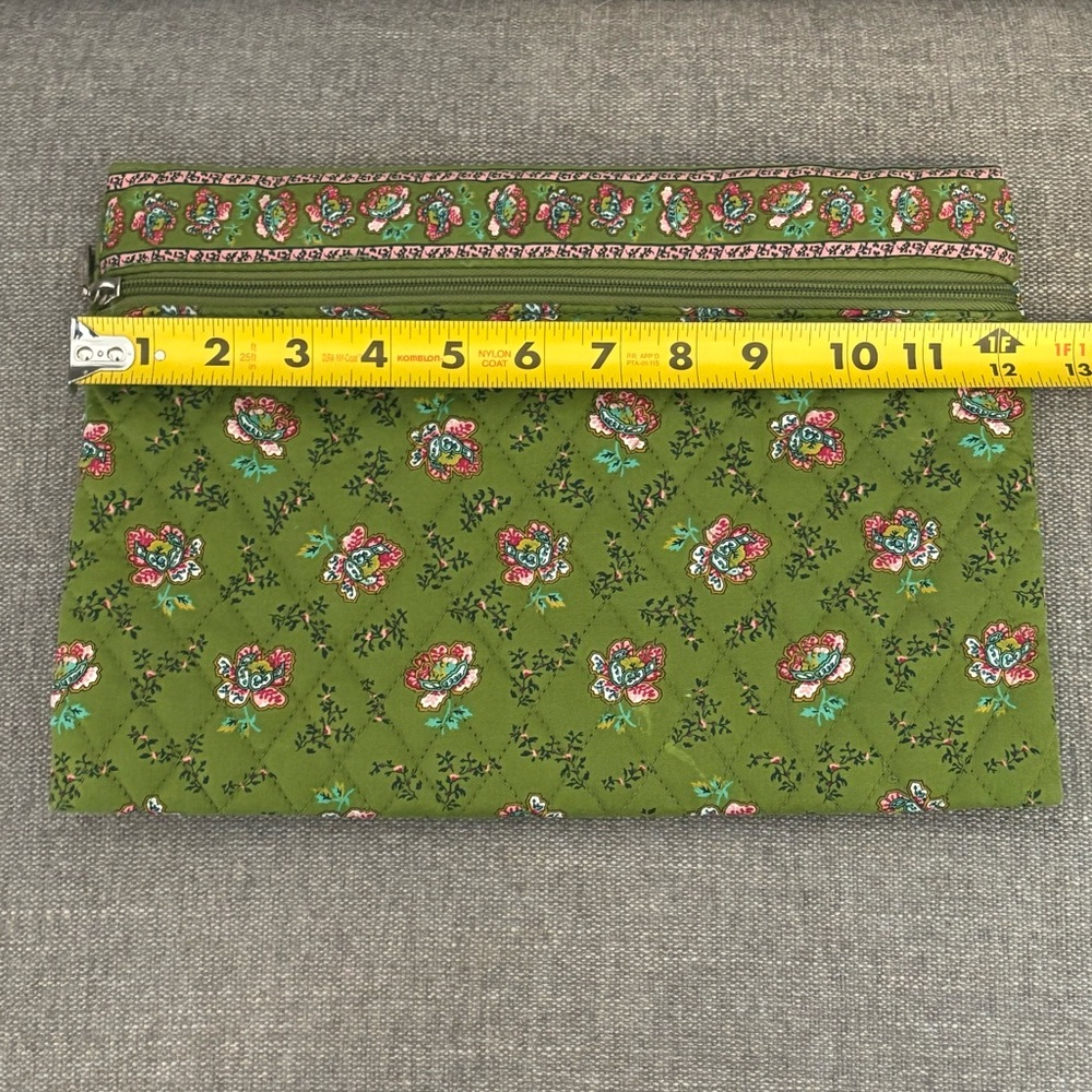 Americana by Sharif Patterned Cosmetic Green Zip Bag Set - Picture 7 of 13
